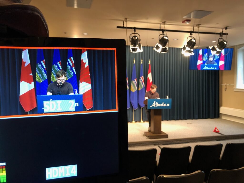 Live Streaming Audio Visual. Government media event Calgary.